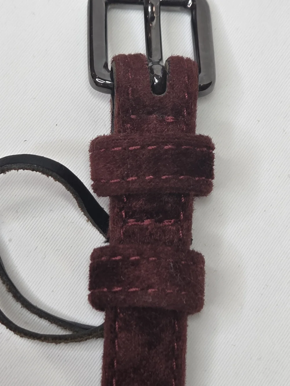 MaxMara Womens Slim Burgubdy Suede Felt Belt Small (S) Adjustable Belt